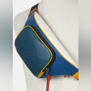 Coach Thompson Belt bag colorblock Blue Men sporty bag leather C8403